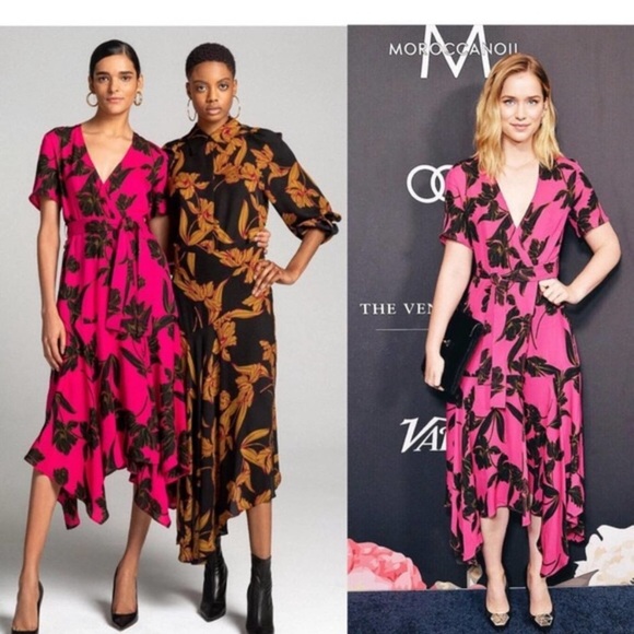 A.L.C Cora Floral-Print Silk Midi Wrap Dress - Picture 1 of 9